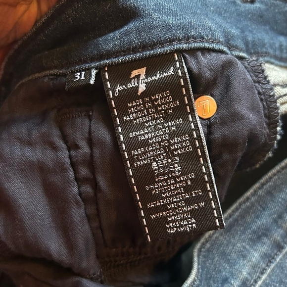 7 For All Mankind Jeans Womens 31 Highwaist Slim Kick Ankle Distressed Raw Hem - Picture 13 of 15